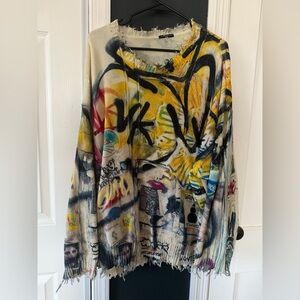 R13 Oversized Graffiti Sweater from F22